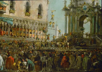 Das Fest des Gründonnerstags in Venedig: Equilibristen