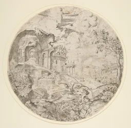 Ansicht von Rom mit Ruinen, Trajan