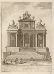 Ein Tempel, der Jupiter, Juno und Minerva gewidmet ist, für das Chinea-Festival, 1785