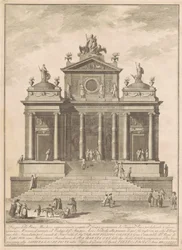 Die Prima Macchina für die Chinea von 1785: Der Tempel des Jupiter, begonnen von Tarquinius Priscus mit dem Wunder des Accius Naevius