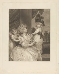 Jane, Gräfin von Harrington, mit ihren Kindern Lord Petersham und dem Ehrenwerten Lincoln Stanhope