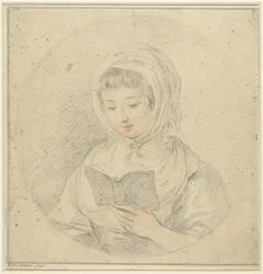 Mädchen, das ein Buch liest, in einem Oval