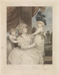 Porträt von Jane Stanhope mit ihren zwei Kindern