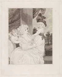 Porträt von Jane Stanhope mit ihren zwei Kindern