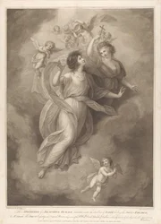 Die Apotheose einer schönen Frau, dargestellt unter dem Sinnbild des Glaubens, der die Seele ins Paradies führt