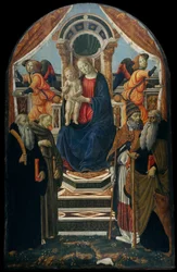 Madonna und Kind auf dem Thron mit Heiligen und Engeln