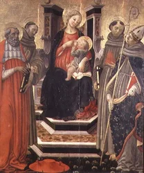 Madonna mit Kind und den Heiligen Hieronymus, Franz von Assisi, Antonius von Padua und Ludwig von Toulouse