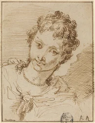 Elegante junge Frau mit Perlenkette