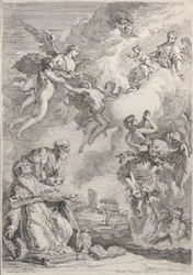 Papst Gregor I. befreit die Seelen aus dem Fegefeuer mit seinen Gebeten, 1731