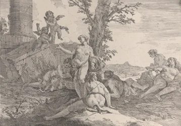 Sechs Nymphen und zwei Putti, aus Bacchanals und Geschichten, 1744