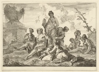 Venus und Vulkan mit drei Nymphen und drei Cupidos