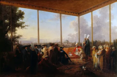 Audienz in Konstantinopel durch den Großwesir Aimali Carac für François-Emmanuel Guignard