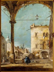 Ein Portikus in Venedig. Gemälde von Francesco Guardi (1712-1793) 18. Jahrhundert. Paris, Musée Jacquemart André