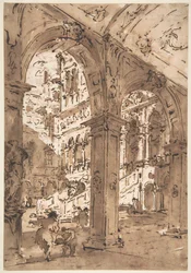 Architektonische Capriccio: Hof eines Palastes