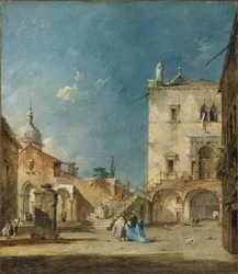 Imaginäre Ansicht eines venezianischen Platzes oder Campo, ca. 1780