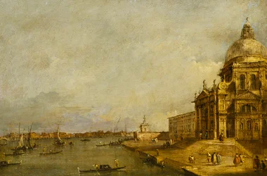 Santa Maria della Salute und der Eingang zum Canal Grande, Venedig, Blick nach Osten