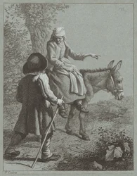 Junge und Mädchen mit einem Esel