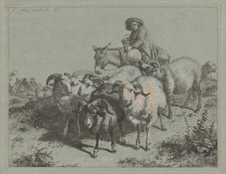 Junge auf einem Esel, der eine Herde treibt, 1763