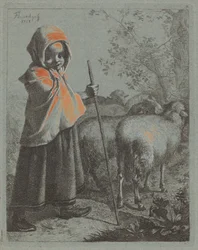 Kindliche Schäferin mit Herde, 1758