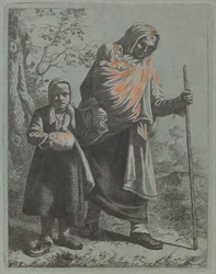 Bäuerin mit Baby und kleinem Mädchen