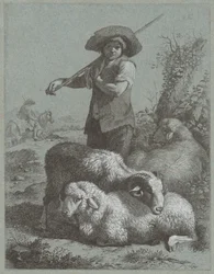 Hirtenjunge mit Schafen