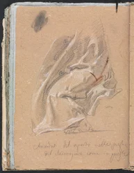 Verona Skizzenbuch: Draperiestudie mit Fuß und Inschrift (Seite 88)