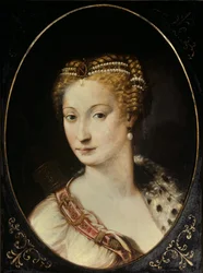 Porträt von Diane de Poitiers (1499 - 1566) Dame von Breze, Herzogin von Valentinois. Gemälde von Francesco Primaticcio, bekannt als Der Primatice (1504 - 1570)