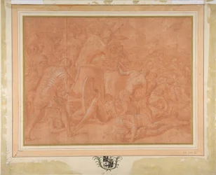 Odysseus und seine Gefährten kämpfen gegen die Kikonen vor der Stadt Ismaros (Studie)