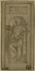 Nischenstatue von David mit dem Kopf von Goliath