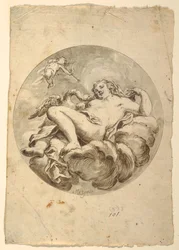 Zeichnung, Entwurf für ein Deckenfresko: Leda und der Schwan, ca. 1775