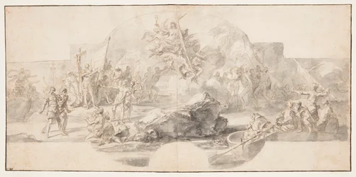 Studie für das Gemälde "Die Landung von Kolumbus in Amerika," Sala del Minor Consiglio, Palazzo Ducale, Genua, Italien