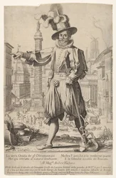 Giovanni Alto Johann Alten, Ioannes Altus steht auf dem Quirinalhügel in Rom, mit hi..., 1613