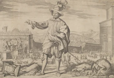 Porträt von Ioannes Altus Johann Alten, der Schweizer Garde, stehend am Quirinal und..., 1623