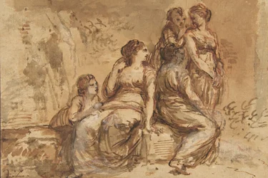 Fünf junge Frauen in einer Landschaft, 1702-88
