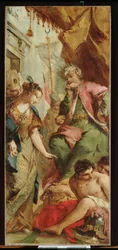 Sophronia bittet den Sarazenenkönig Aladine, die christlichen Gefangenen freizulassen, ca. 1760