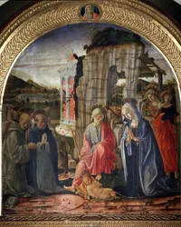 Geburt Christi mit St. Bernhard und St. Thomas von Aquin