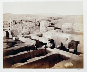 Ein ausgegrabener Tempel am Fuß der Sphinx, Gizeh, Ägypten