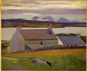 Abenddämmerung, Iona, Paps of Jura im Hintergrund