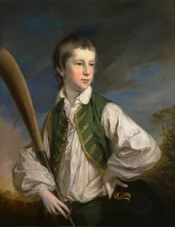 Charles Collyer als Junge, mit einem Kricket-Schläger