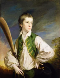 Charles Collyer als Junge, mit einem Kricket-Schläger
