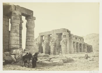 Das Memnonium, Theben, von der Ebene aus