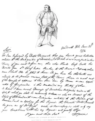 Ein Brief und Porträt von Francis Grose, 1772, 1840