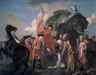 Lord Clive trifft Mir Jafar nach der Schlacht von Plassey