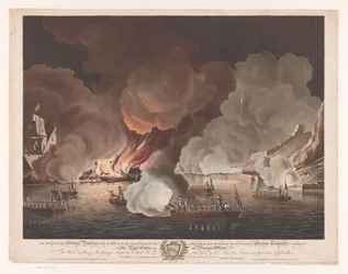 Die Zerstörung der schwimmenden Batterien vor Gibraltar, 14. September 1782