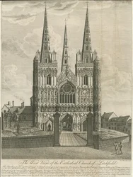 Lichfield Kathedrale - Westfront: Gravur, undatiert [18. Jh.]