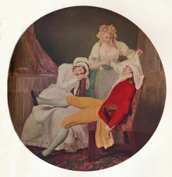 Lady Easys Steinkirk: Eine Szene aus Der furchtlose Ehemann von Colley Cibber, ca. 1790