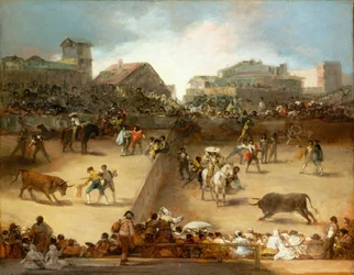 Stierkampf in einem geteilten Ring