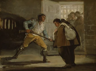 El Maragato bedroht Pater Pedro de Zaldivia mit seiner Waffe, ca. 1806