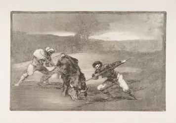 Tafel 2 der Tauromachie: Eine andere Art der Jagd zu Fuß, 1816