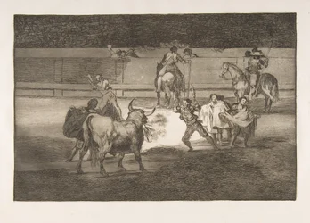 Platte 31 der Tauromaquia: Banderillas mit Feuerwerkskörpern, 1816